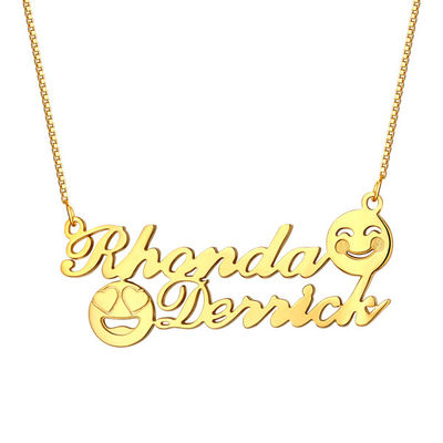 1.8ft 0.07oz Emoji χρυσό περιδέραιο ονόματος περιδεραίων S925 αναμνηστικό αρχικό