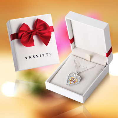 κίτρινο κρύσταλλο Austrian crystal περιδεραίων καρδιών 0.79x0.98in εξαιρετικό ασημένιο διπλό